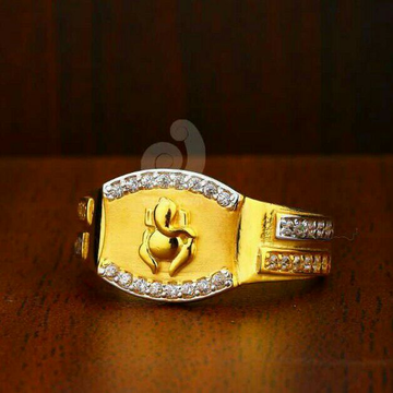 22ct Ganpati Design Cz Gents Ring