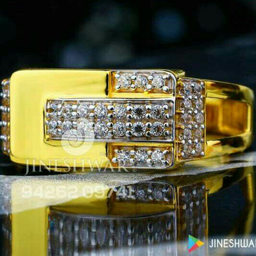 916 Gold Cz Fancy Gents Ring