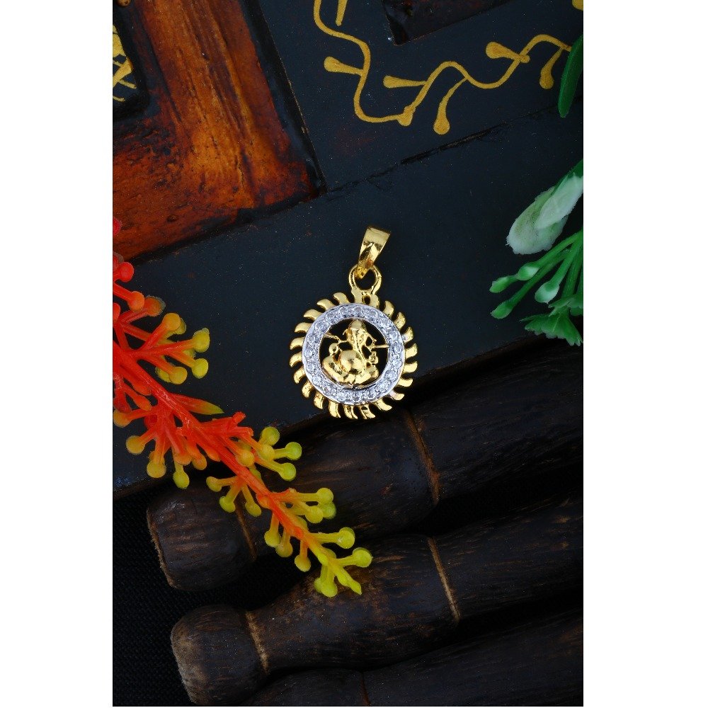 916 Gold Ganesha Design CZ Pendant JJ - P005