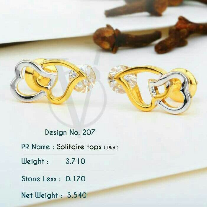 18kt Heart shape Singal Stone Tops STG -0088