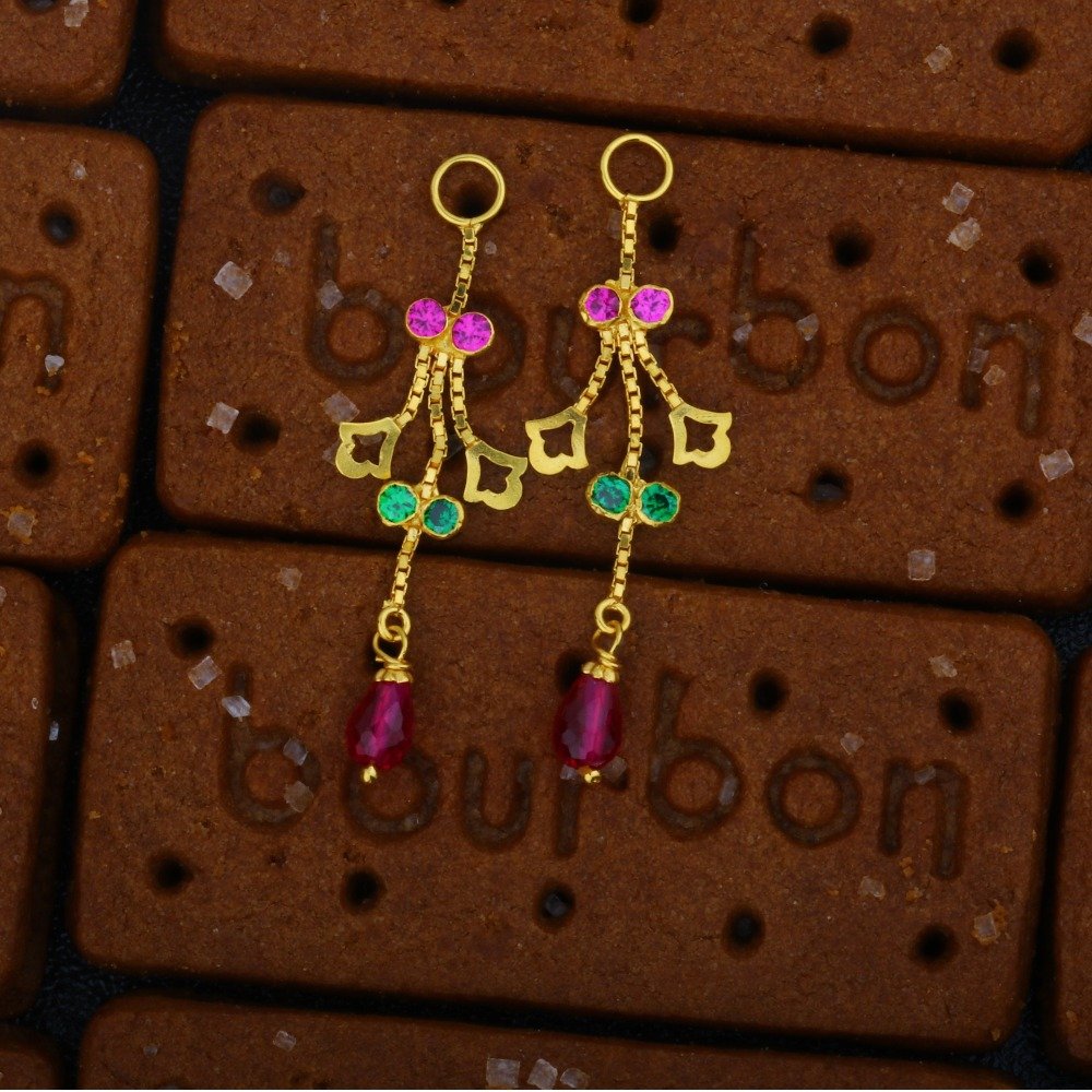 Manufacturer of 22k gold fancy latkan earrings | Jewelxy - 239002