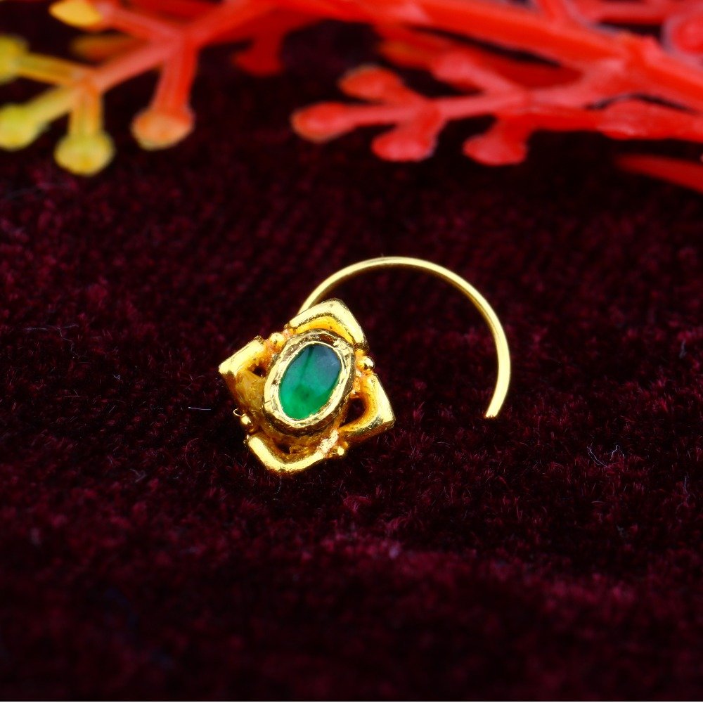 916 Gold Green Stone Jadtar Nosepin JJ-020