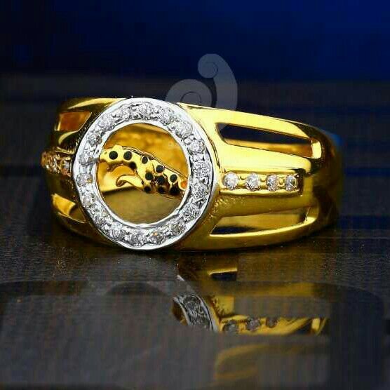 916 Plain Cz Gold Gents Ring