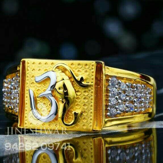 Om Cz Fancy Gents Ring