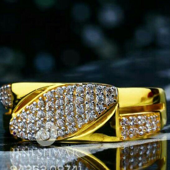 Cz Gold fancy Gents Ring 916