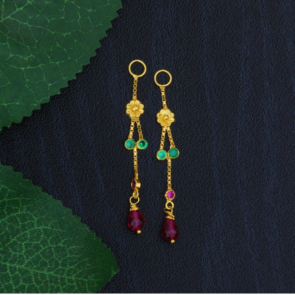 22K Single Line Gold Latkan For Earrings JJ-009