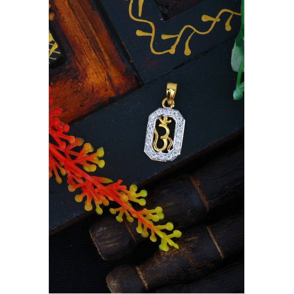 22KT Gold CZ Om Design Pendant JJ - P006