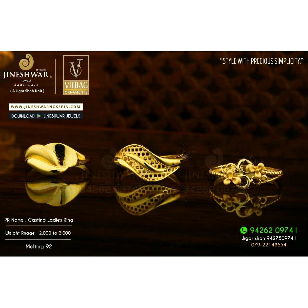 916 Attractive Designer Plain Gold Ladies Ring LRG -0698