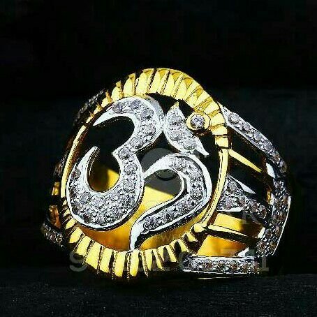 Om Cz Gold Gents Ring 916