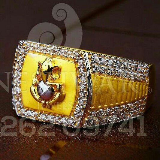 Fancy Cz Ganpati Gents Ring 916