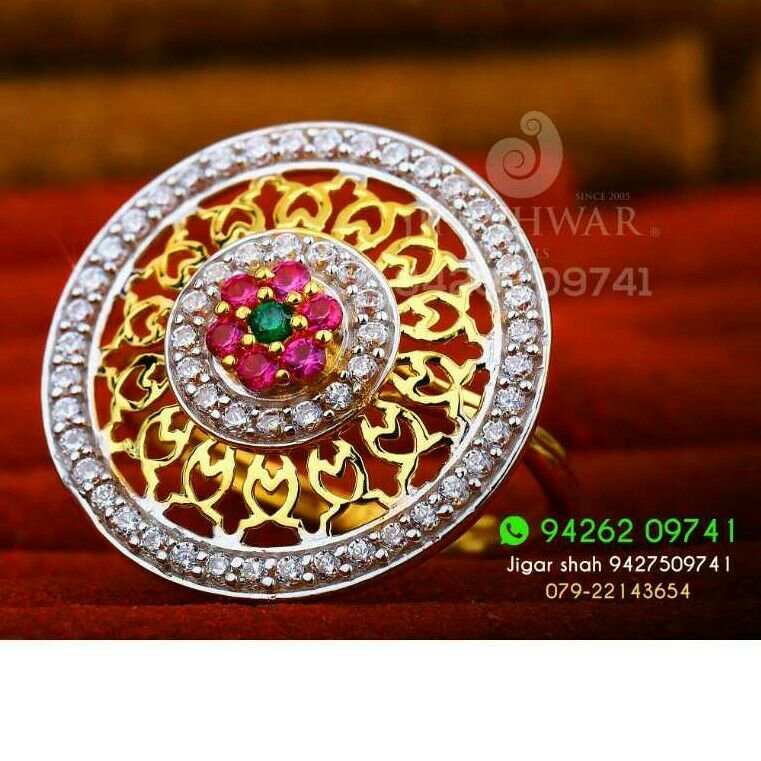 22kt Attractive Color Stone Cz Ladies Ring LRG -0269