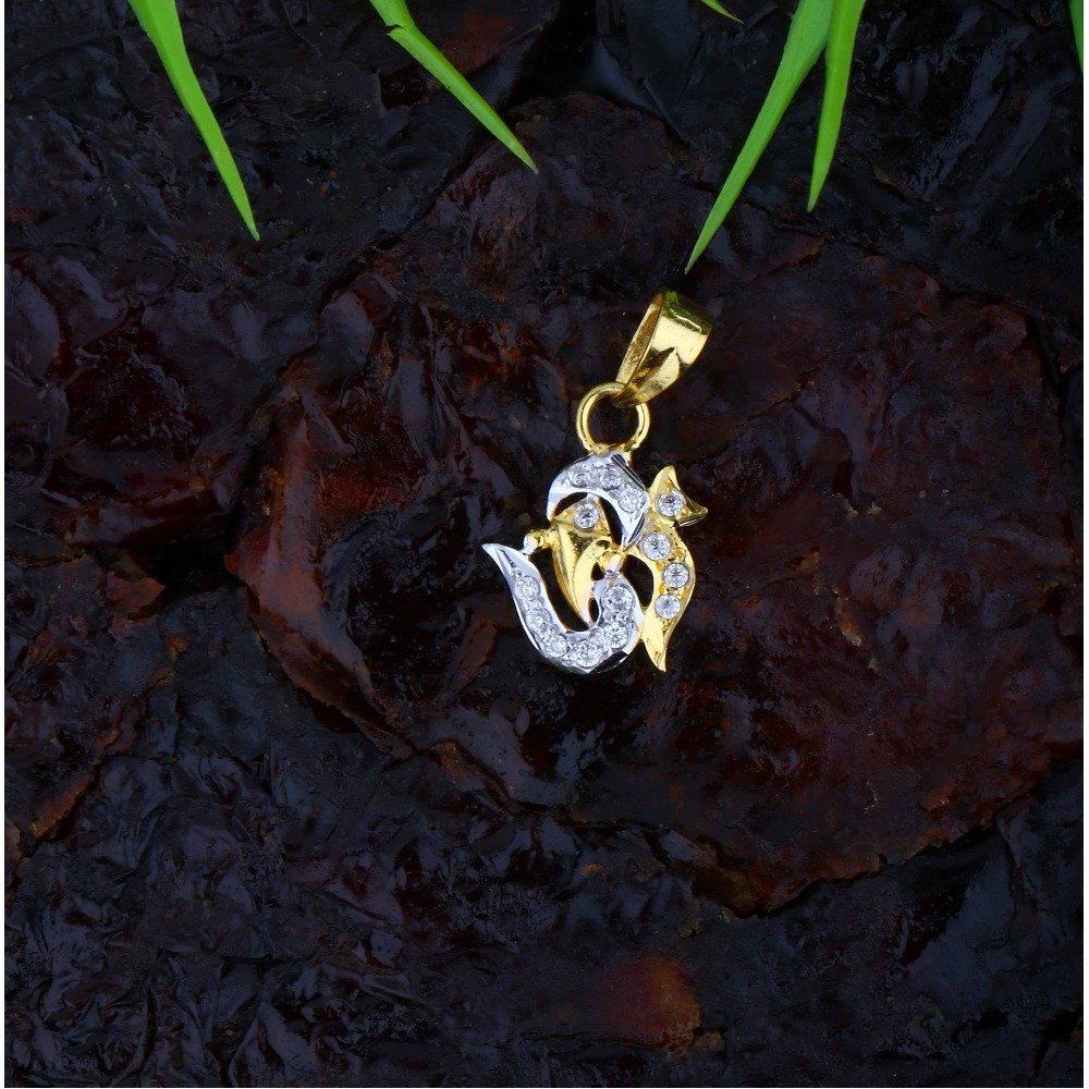 916 Gold CZ Om Design Pendant JJ-P048